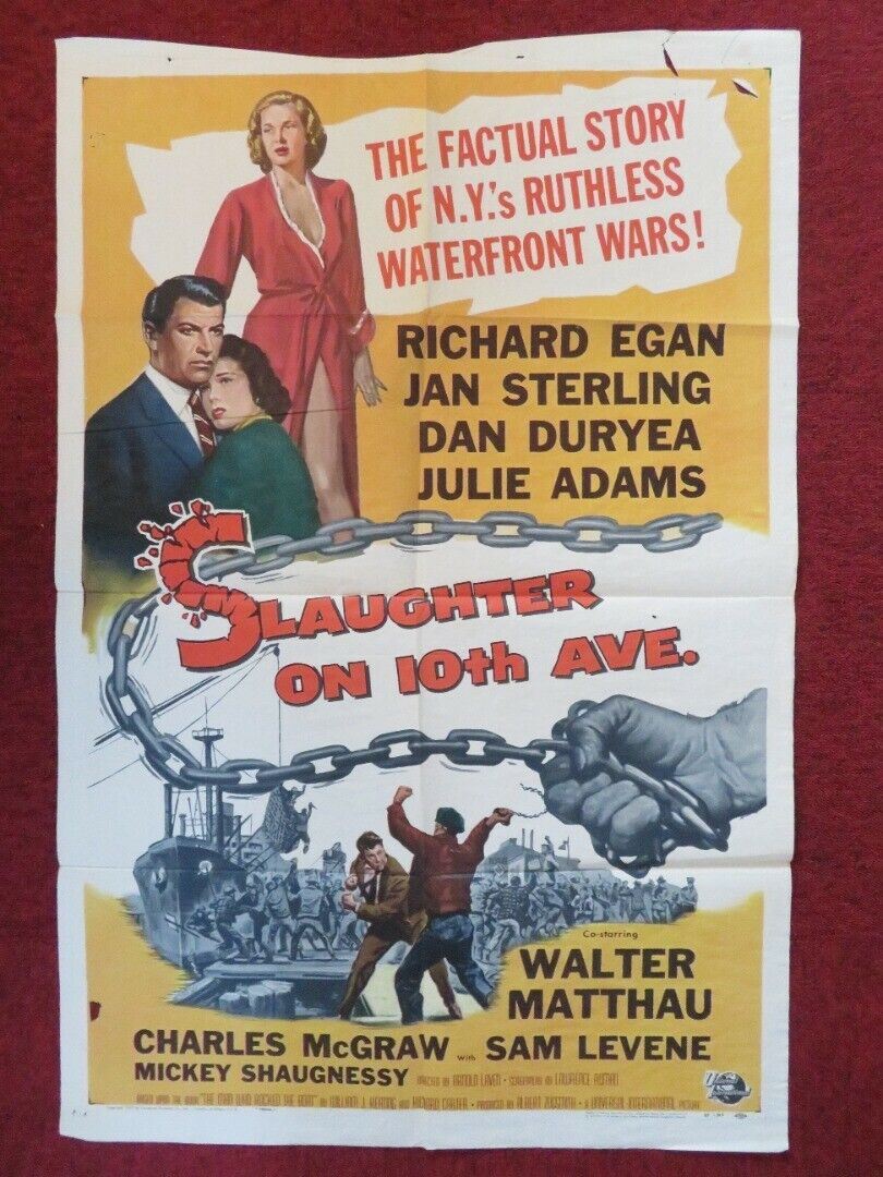 SLAUGHTER ON 10TH AVE.  FOLDED US ONE SHEET POSTER RICHARD EGAN 1957