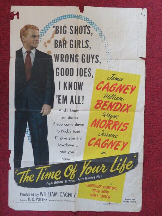 THE TIME OF YOUR LIFE FOLDED US ONE SHEET POSTER BRODERICK CRAWFRORD 1948