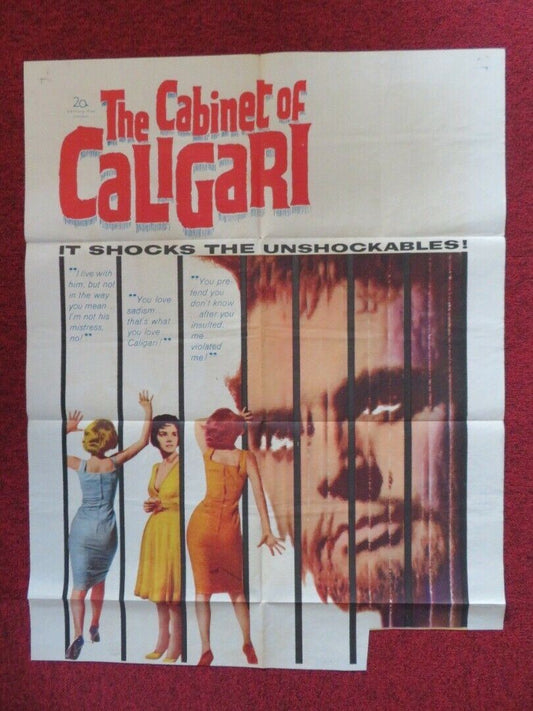 THE CABINET OF CALIGARI FOLDED US ONE SHEET POSTER ROGER KAY 1962