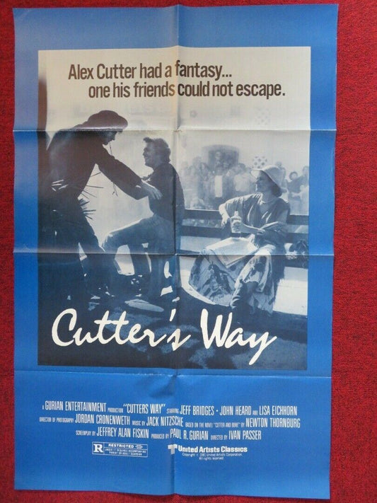 CUTTERS WAY FOLDED US ONE SHEET POSTER JEFF BRIDGES JOHN HEARD 1981