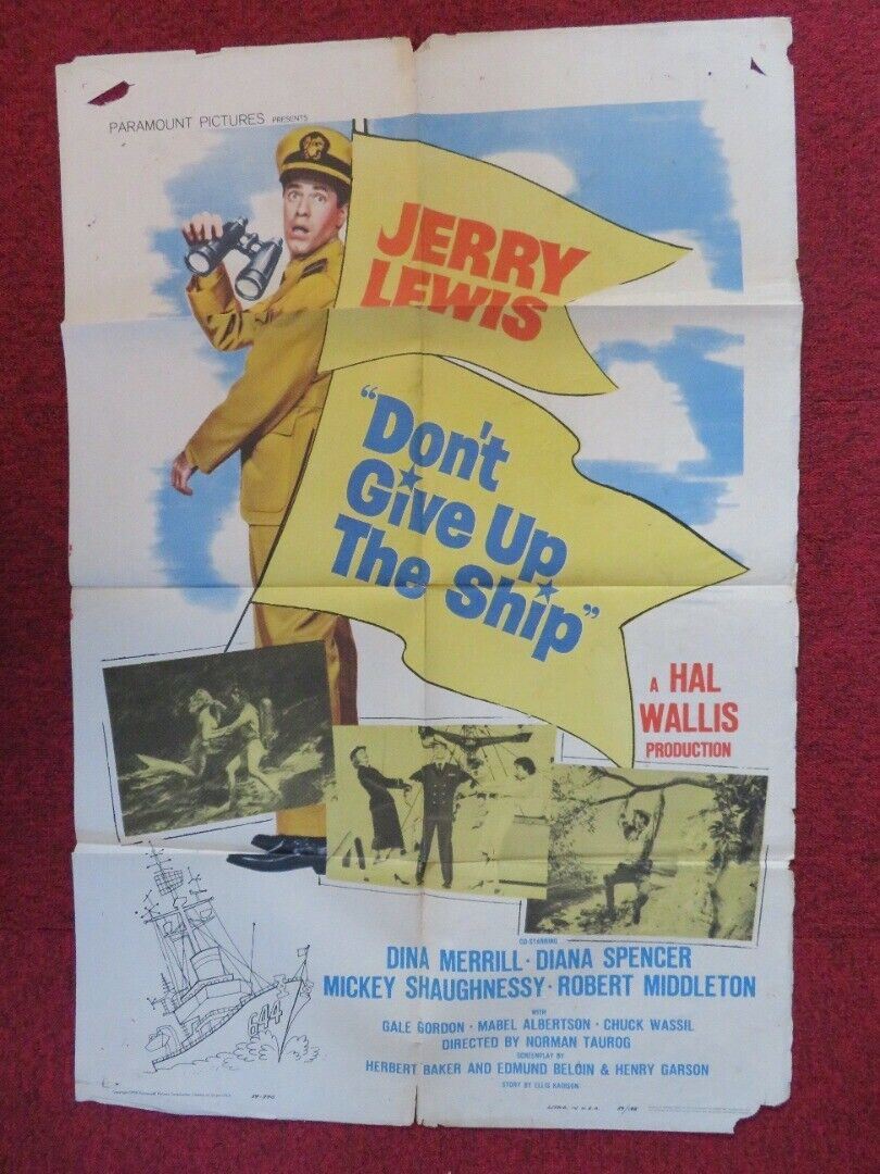 DON'T GIVE UP SHIP  FOLDED US ONE SHEET POSTER JERRY LEWIS 1959