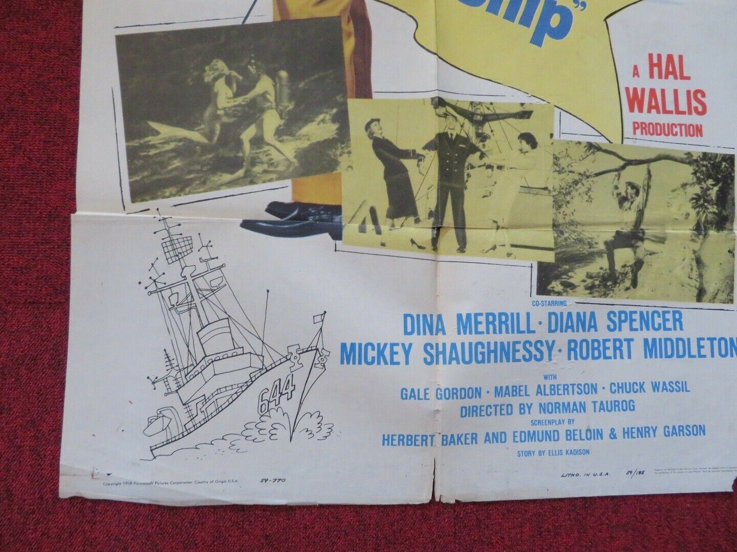 DON'T GIVE UP SHIP  FOLDED US ONE SHEET POSTER JERRY LEWIS 1959