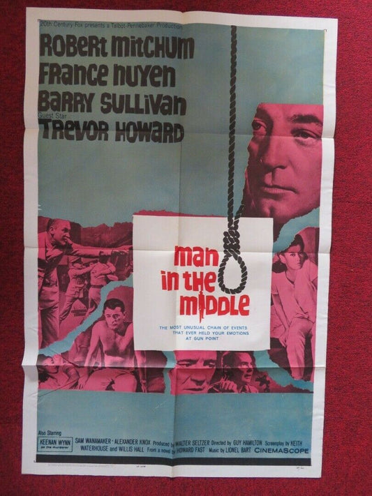 MAN IN THE MIDDLE FOLDED US ONE SHEET POSTER ROBERT MITCHUM FRANCE NUYEN 1964