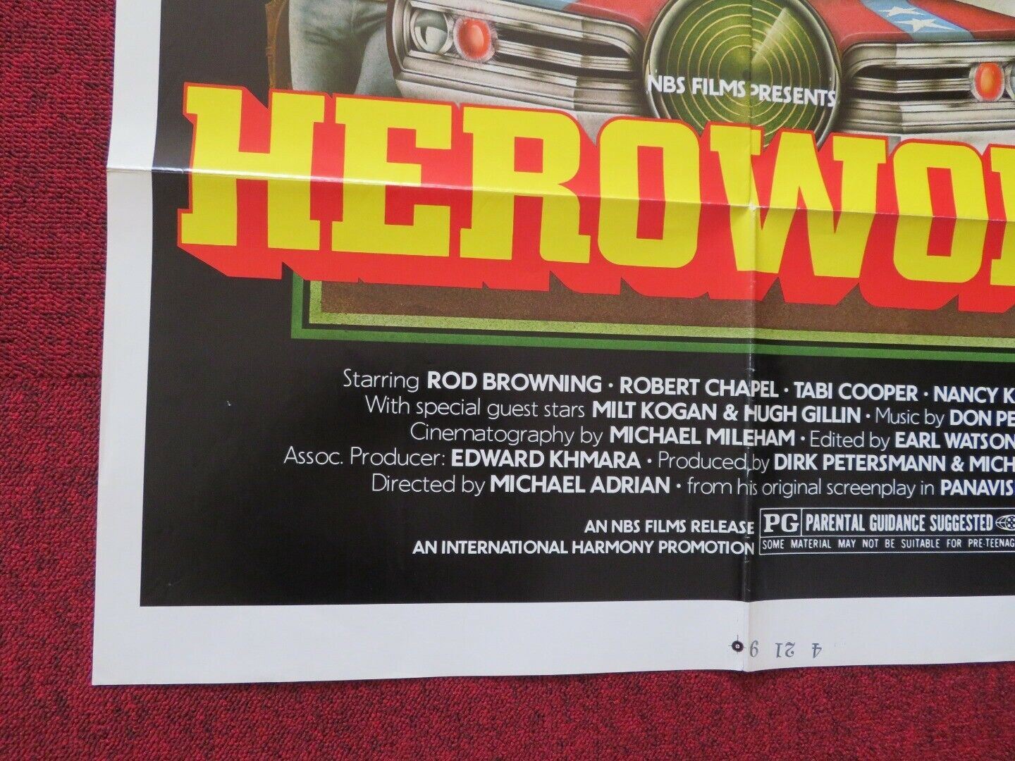 HEROWORK FOLDED US ONE SHEET POSTER ROB BROWNING ROBERT CHAPLE 1977