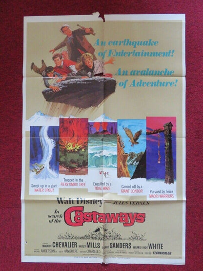 IN SEARCH OF THE CASTAWAYS  FOLDED US ONE SHEET POSTER DISNEY M CHEVALIER 1970