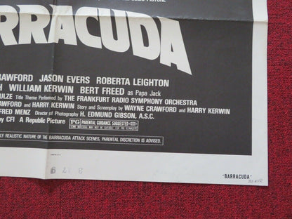 BARRACUDA  FOLDED US ONE SHEET POSTER WAYNE CRAWFORD 1978