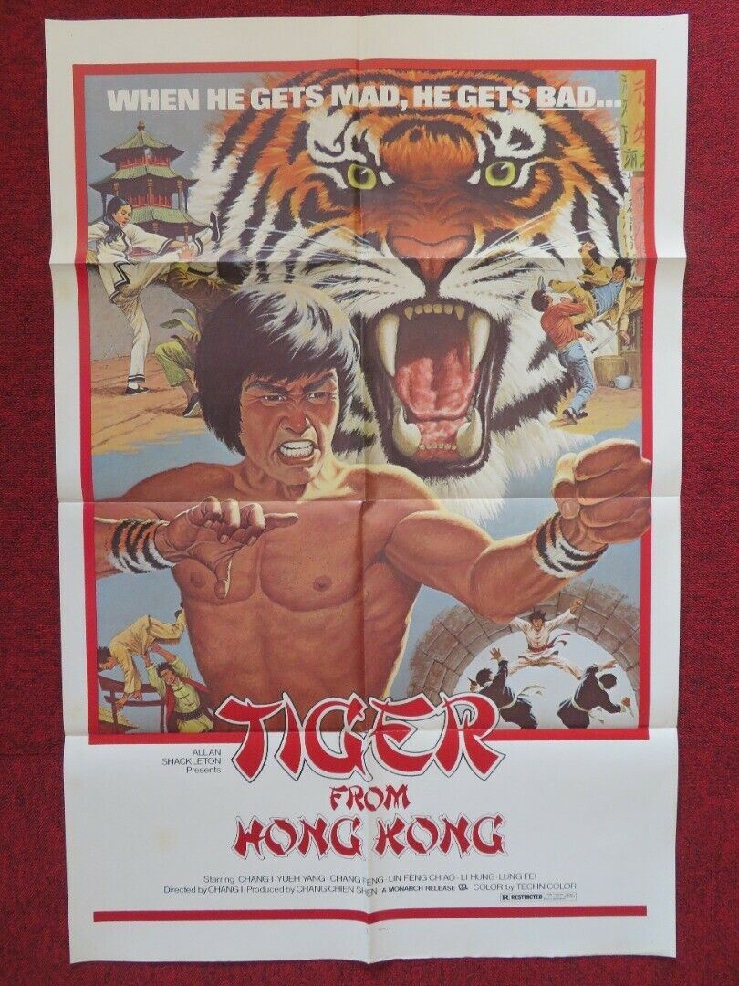 TIGER FROM HONG KONG /  Chinese Dragon KUNG FU FOLDED US ONE SHEET POSTER 1973