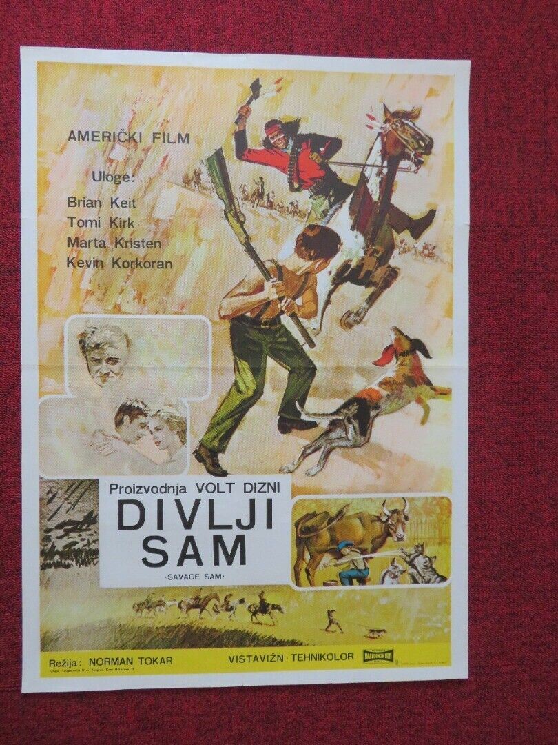 DIVLJI SAM / SAVAGE SAM YUGOSLAVIAN (19.5"x 27.5") POSTER BRIAN KEITH 1963