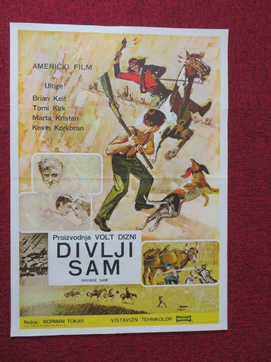 DIVLJI SAM / SAVAGE SAM YUGOSLAVIAN (19.5"x 27.5") POSTER BRIAN KEITH 1963