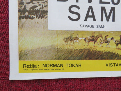 DIVLJI SAM / SAVAGE SAM YUGOSLAVIAN (19.5"x 27.5") POSTER BRIAN KEITH 1963