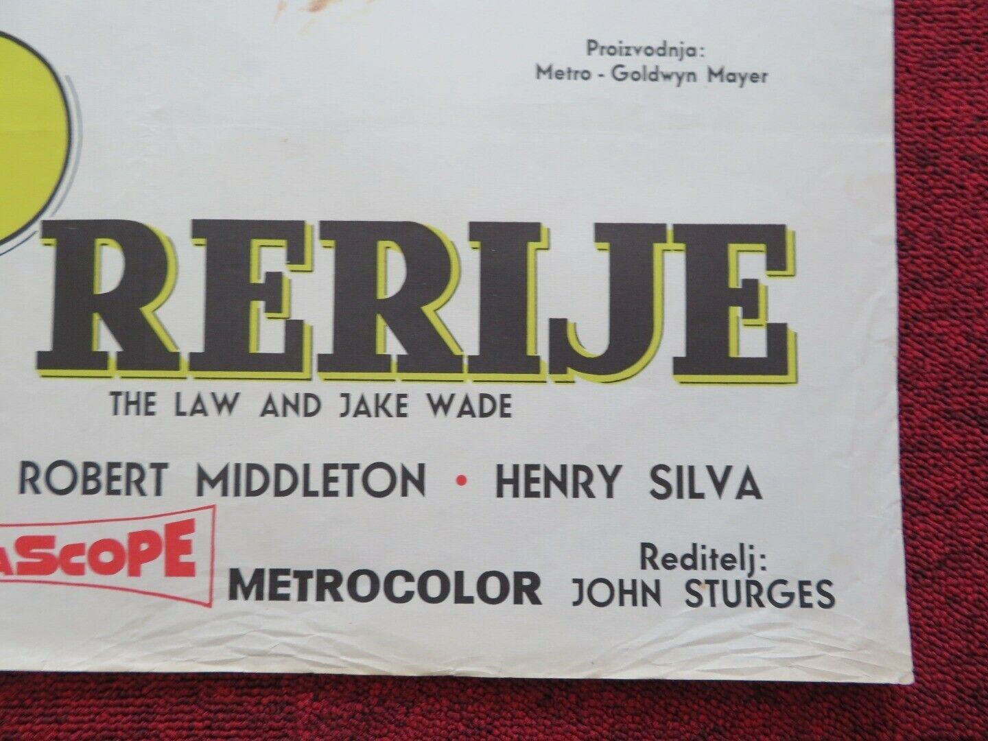 ZAKON PRERIJE /The Law and Jake Wade YUGOSLAVIAN (19.5"x 27.5") POSTER 1958