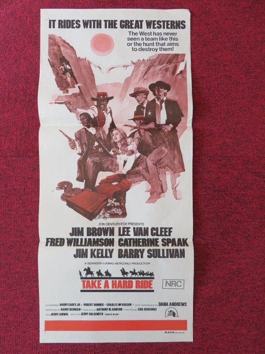 TAKE A HARD RIDE FOLDED AUSTRALIAN DAYBILL POSTER LEE VAN CLEEF JIM BROWN 1975