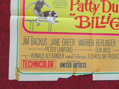 BILLIE FOLDED US ONE SHEET POSTER JIM BACKUS JANE GREER 1965