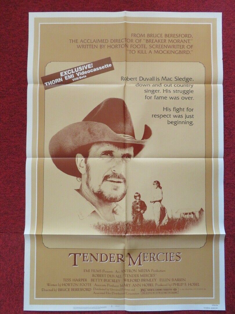 TENDER MERCIES FOLDED US ONE SHEET POSTER ROBERT DUVALL TESS HARPER 1983