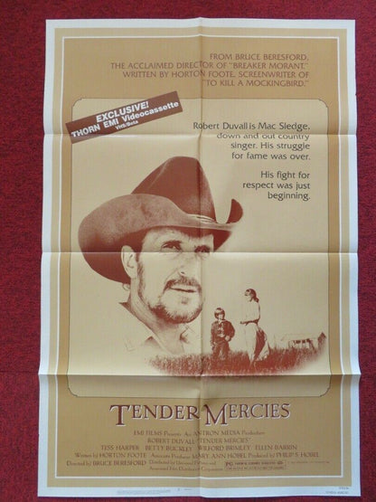 TENDER MERCIES FOLDED US ONE SHEET POSTER ROBERT DUVALL TESS HARPER 1983