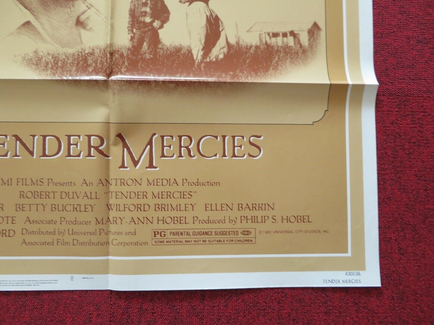 TENDER MERCIES FOLDED US ONE SHEET POSTER ROBERT DUVALL TESS HARPER 1983