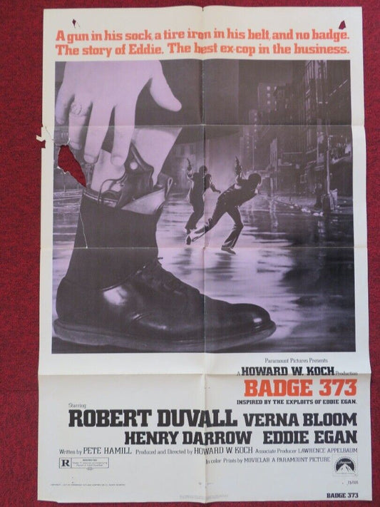 BADGE 373 FOLDED US ONE SHEET POSTER ROBERT DUVALL VERNA BLOOM 1973