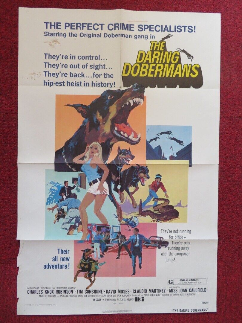 THE DARING DOBERMANS FOLDED US ONE SHEET POSTER DAVID MOSES 1973