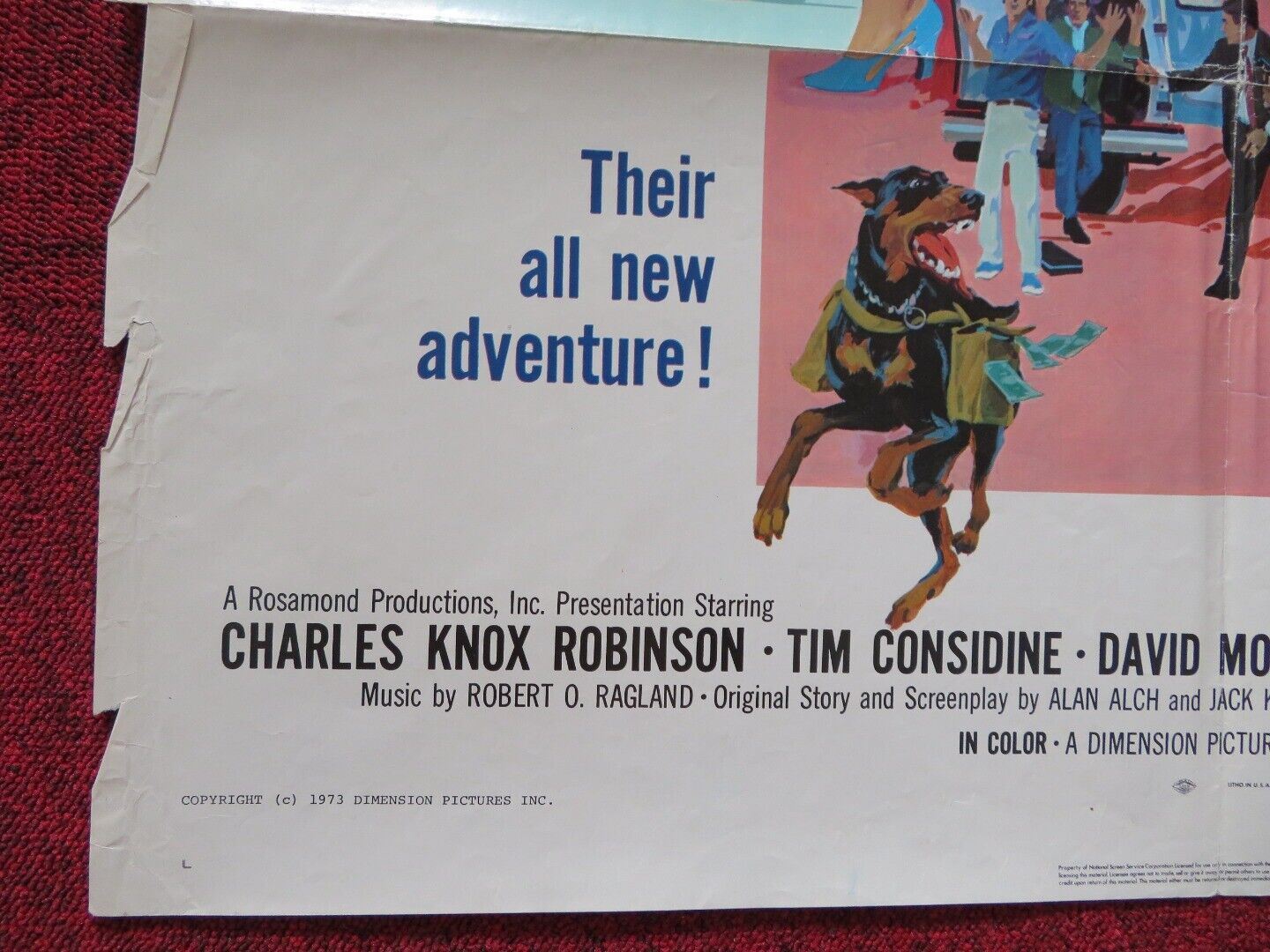 THE DARING DOBERMANS FOLDED US ONE SHEET POSTER DAVID MOSES 1973