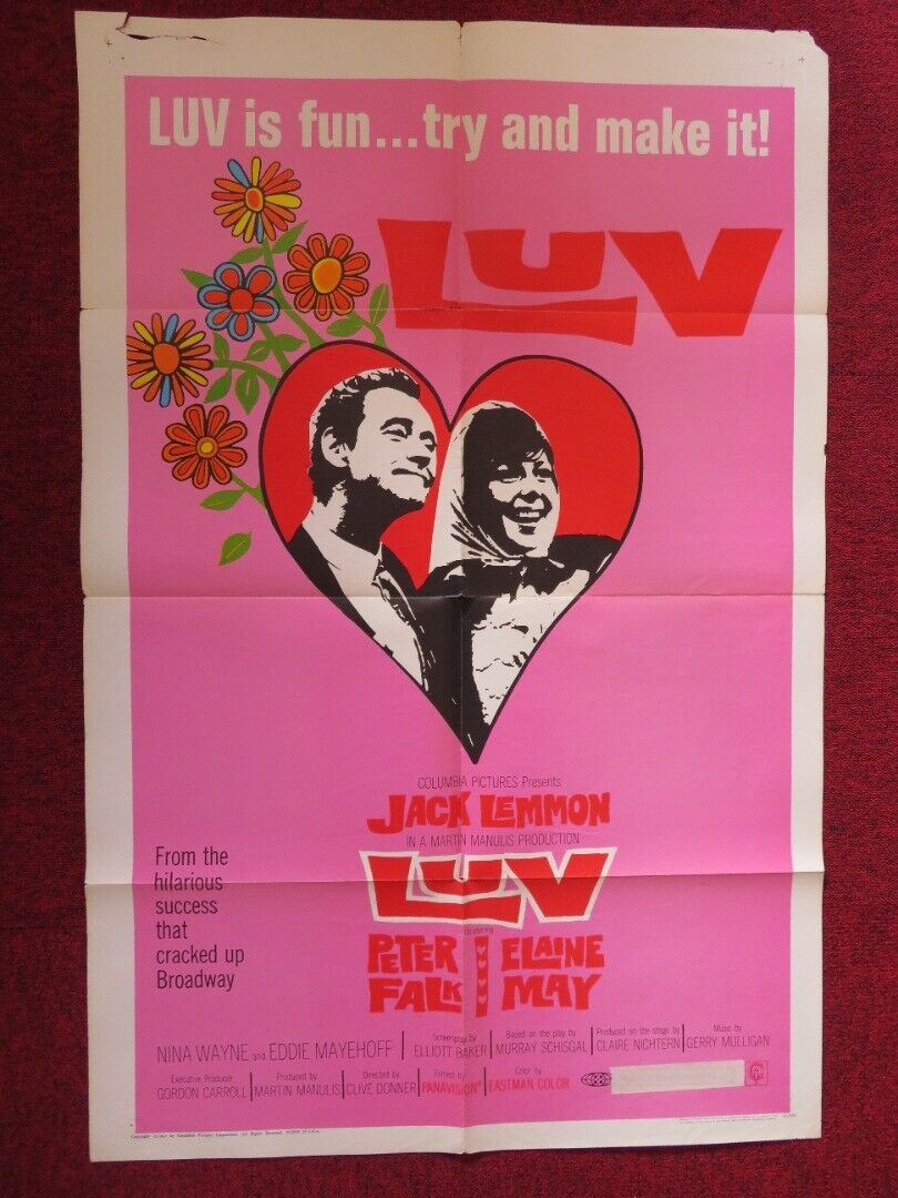 LUV  FOLDED US ONE SHEET POSTER PETER FALK ELAINE MAY 1967