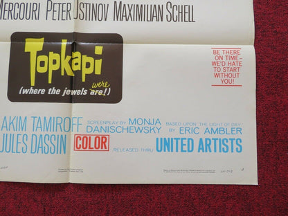 TOPKAPI FOLDED US ONE SHEET POSTER MELINA MERCOURI PETER USTINOV 1964