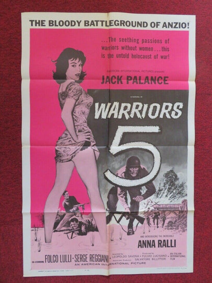 WARRIORS 5 FOLDED US ONE SHEET POSTER ANNA RALLI 1962