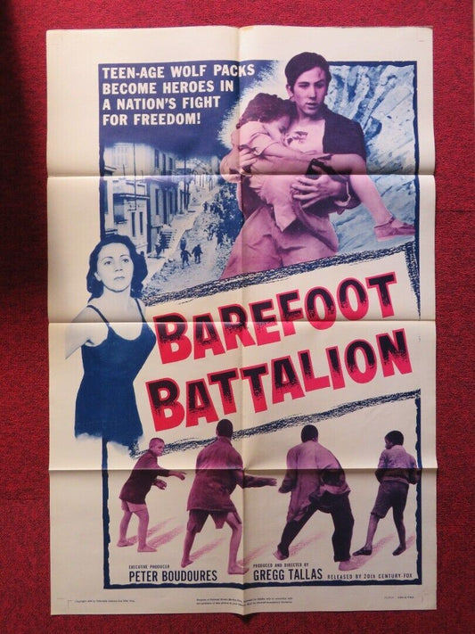 BAREFOOT BATTALION   FOLDED US ONE SHEET POSTER  GREGG TALLAS 1956