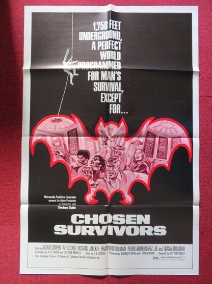 CHOSEN SURVIVORS FOLDED US ONE SHEET POSTER  JACKIE COOPER ALEX CORD 1974