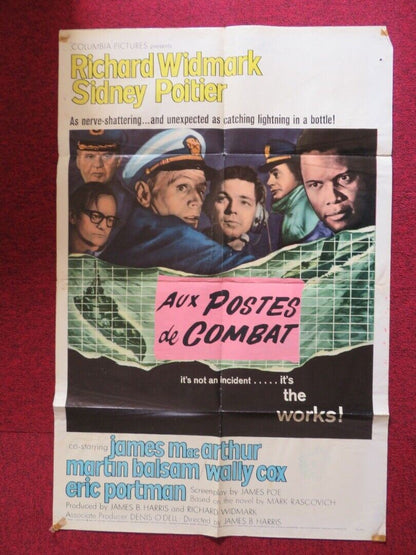 BEDFORD INCIDENT FOLDED US ONE SHEET POSTER RICHARD WIDMARK SIDNEY POITIER 1965