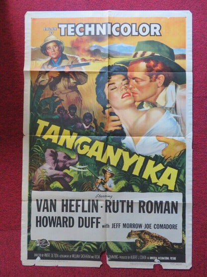 TANGANYIKA   FOLDED US ONE SHEET POSTER VAN HEFLIN RUTH ROMAN 1954