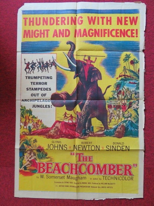 THE BEACHCOMBER FOLDED US ONE SHEET POSTER GLYNIS JOHNS ROBERT NEWTON 1955