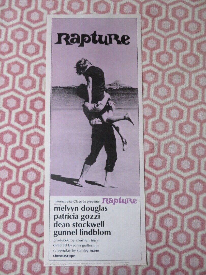 RAPTURE US INSERT (14"x 36") POSTER MELVYN DOUGLSAS PATRICIA GOZZI 1965