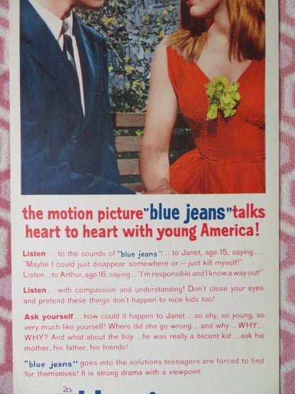 BLUE JEANS  US INSERT (14"x 36") POSTER CAROOL LYNLEY BRANDON DEWILDE 1959