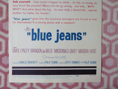 BLUE JEANS  US INSERT (14"x 36") POSTER CAROOL LYNLEY BRANDON DEWILDE 1959