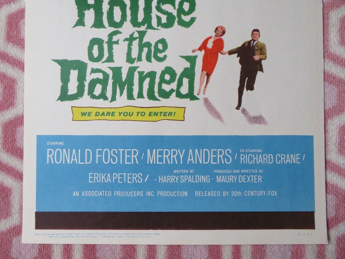 HOUSE OF THE DAMNED US INSERT (14"x 36") POSTER RONALD FOSTER MERRY ANDERS 1963