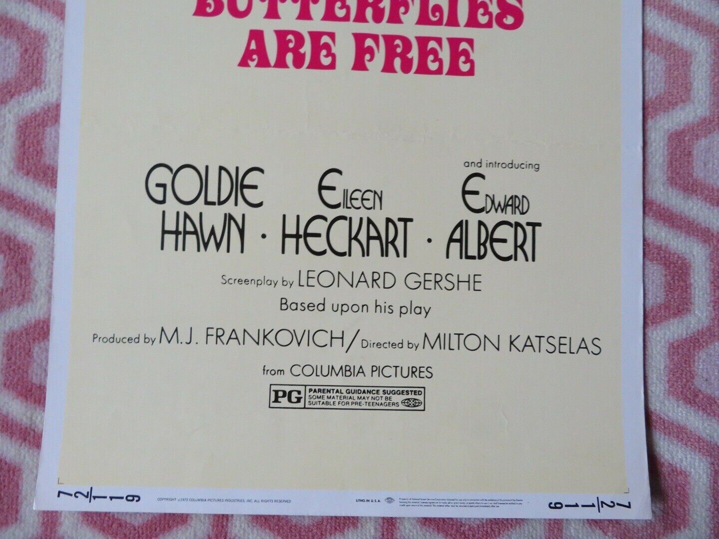 BUTTERFLIES ARE FREE US INSERT (14"x 36") POSTER GOLDIE HAWN EILEEN HECKART 1972