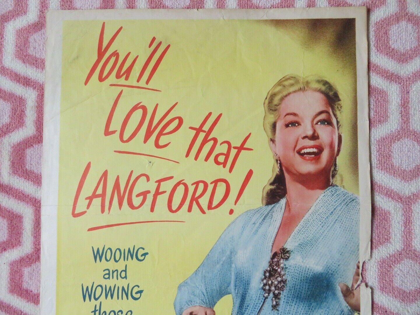 PURPLE HEART DIARY  US INSERT (14"x 36") POSTER FRANCES LANGFORD 1951