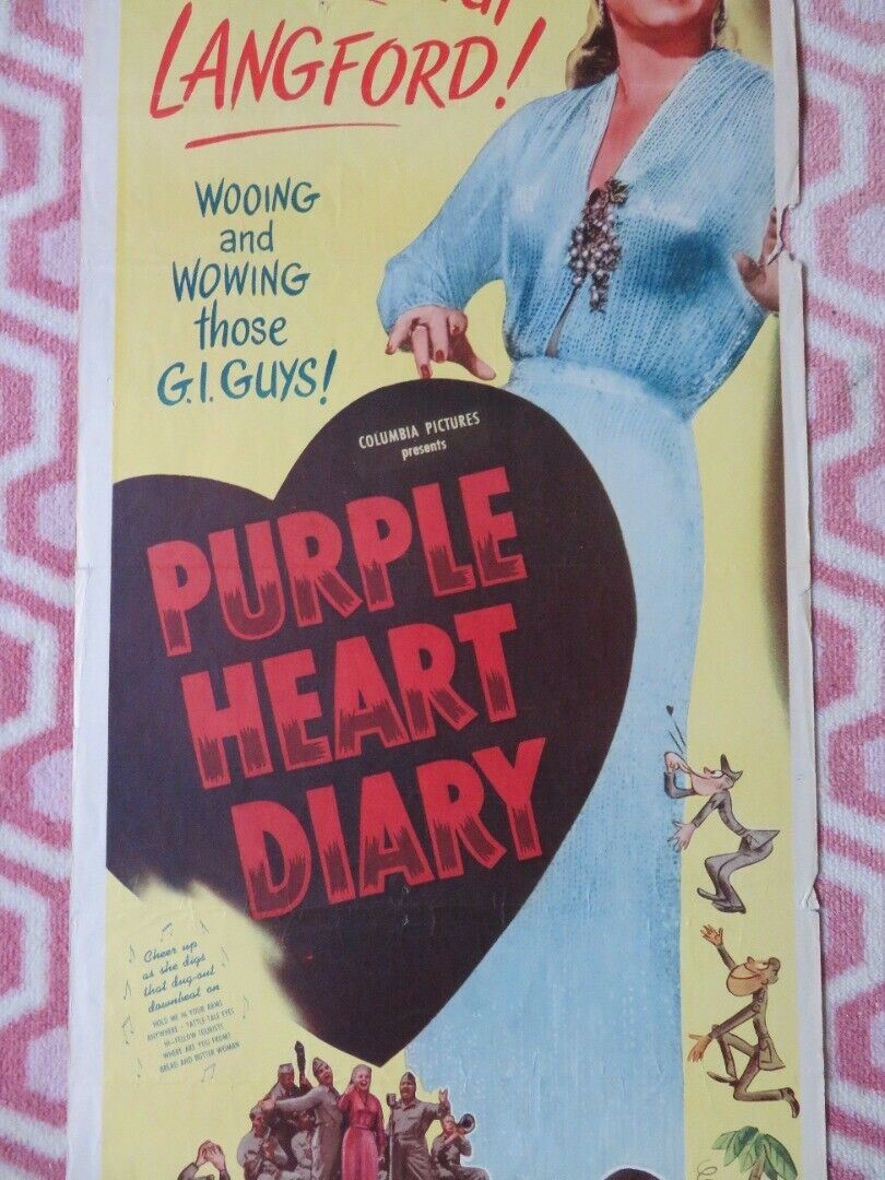 PURPLE HEART DIARY  US INSERT (14"x 36") POSTER FRANCES LANGFORD 1951