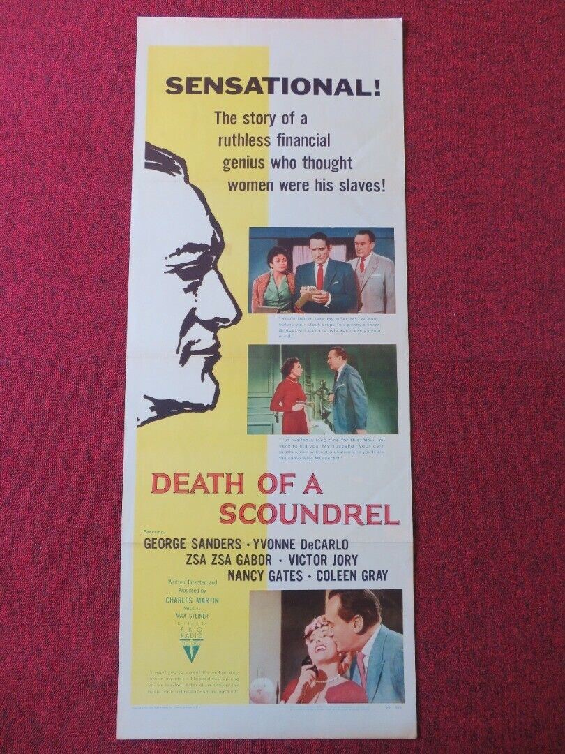 DEATH OF A SCOUNDREL  US INSERT (14"x 36") POSTER GEORGE SANDERS YVONNE 1956