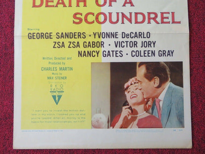 DEATH OF A SCOUNDREL  US INSERT (14"x 36") POSTER GEORGE SANDERS YVONNE 1956