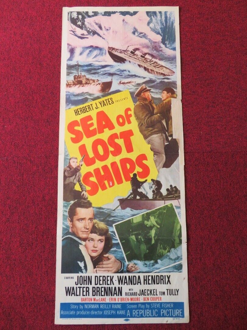 SEA OF LOST SHIPS US INSERT (14"x 36") POSTER JOHN DEREK WANDA HENDRIX 1953