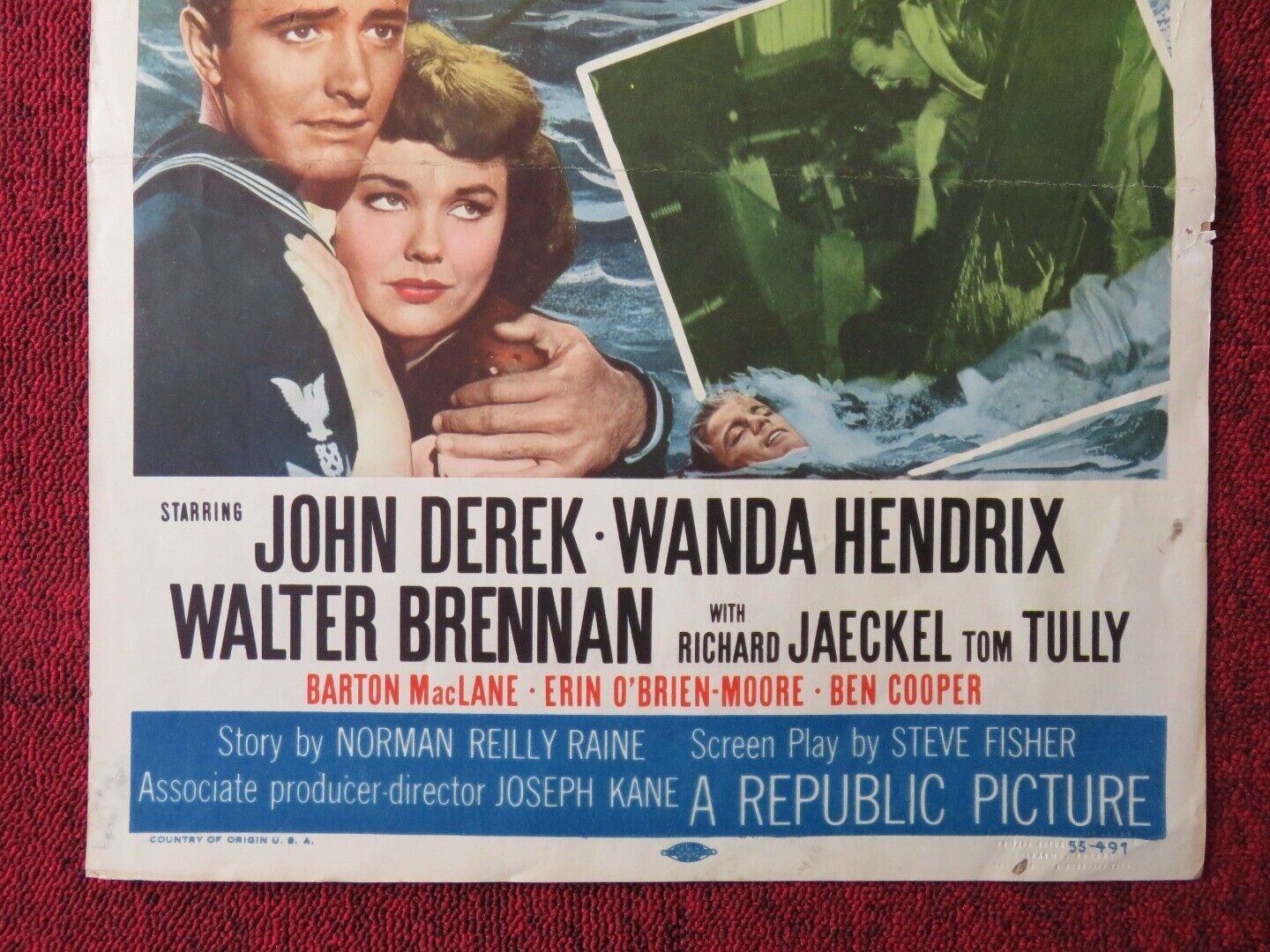 SEA OF LOST SHIPS US INSERT (14"x 36") POSTER JOHN DEREK WANDA HENDRIX 1953