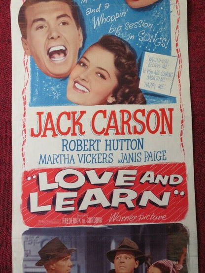 LOVE AND LEARN US INSERT (14"x 36") POSTER JACK CARSON ROBERT HUTTON 1947