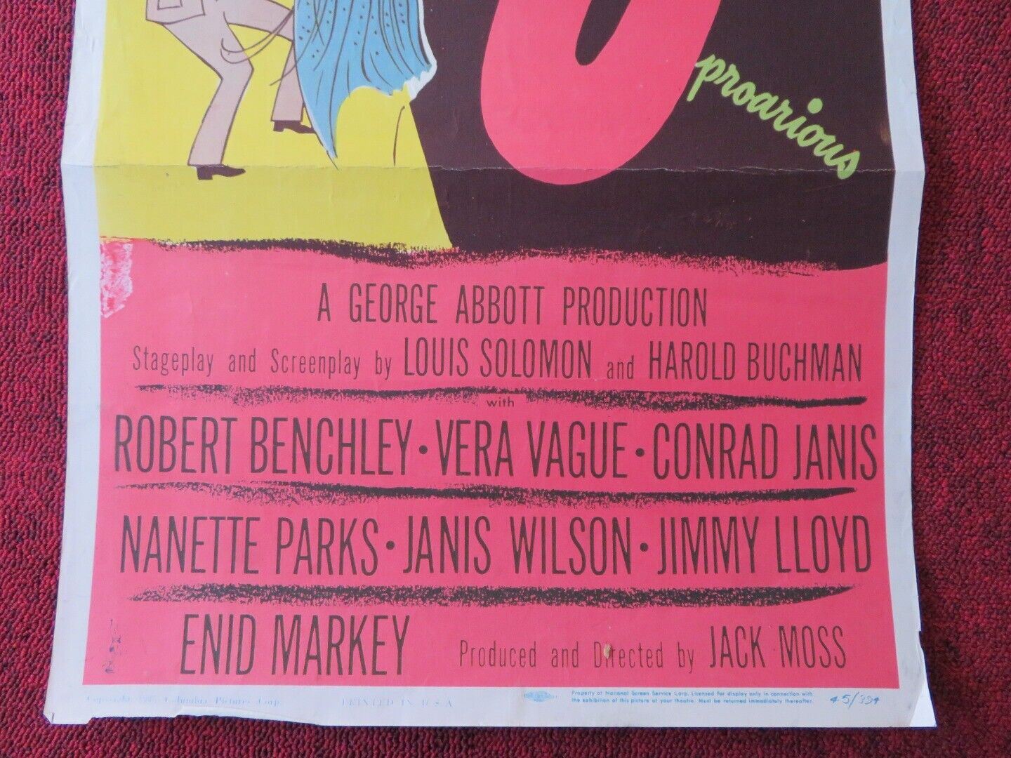 SNAFU US INSERT (14"x 36") POSTER FRANK ROBERT BENCHLEY VERA VAGUE 1945