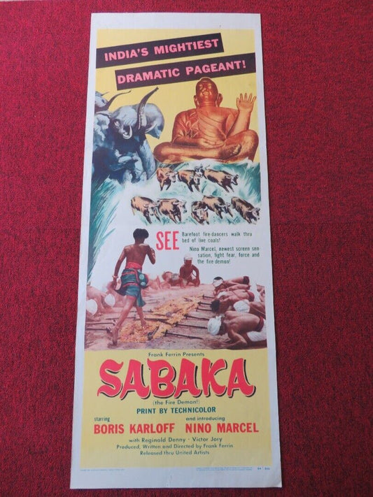 SABAKA  US INSERT (14"x 36") POSTER BORIS KARLOFF NINO MARCEL 1954