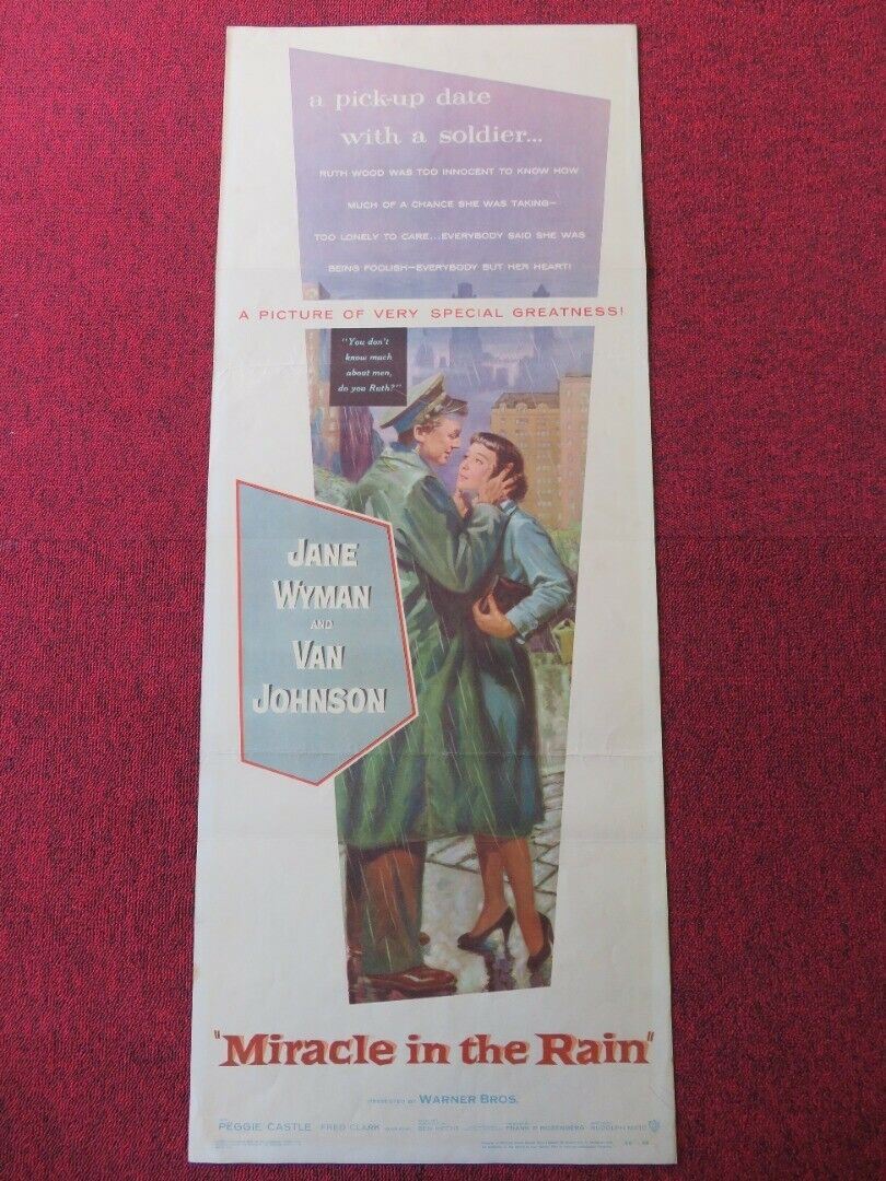 MIRACLE IN THE RAIN   US INSERT (14"x 36") POSTER JANE WYMAN CAN JOHNSON 1956