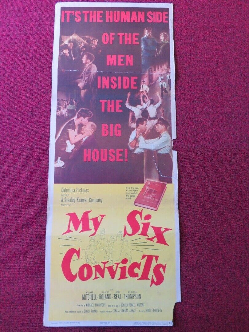 MY SIX CONVICTS  US INSERT (14"x 36") POSTER MILLARD MITCHELL GILBERT ROLAND '52