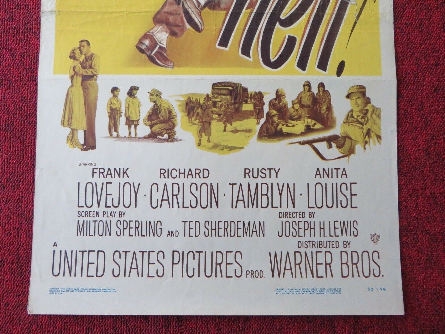 RETREAT HELL US INSERT (14"x 36") POSTER FRANK LOVEJOY RICHARD CARLSON 1952