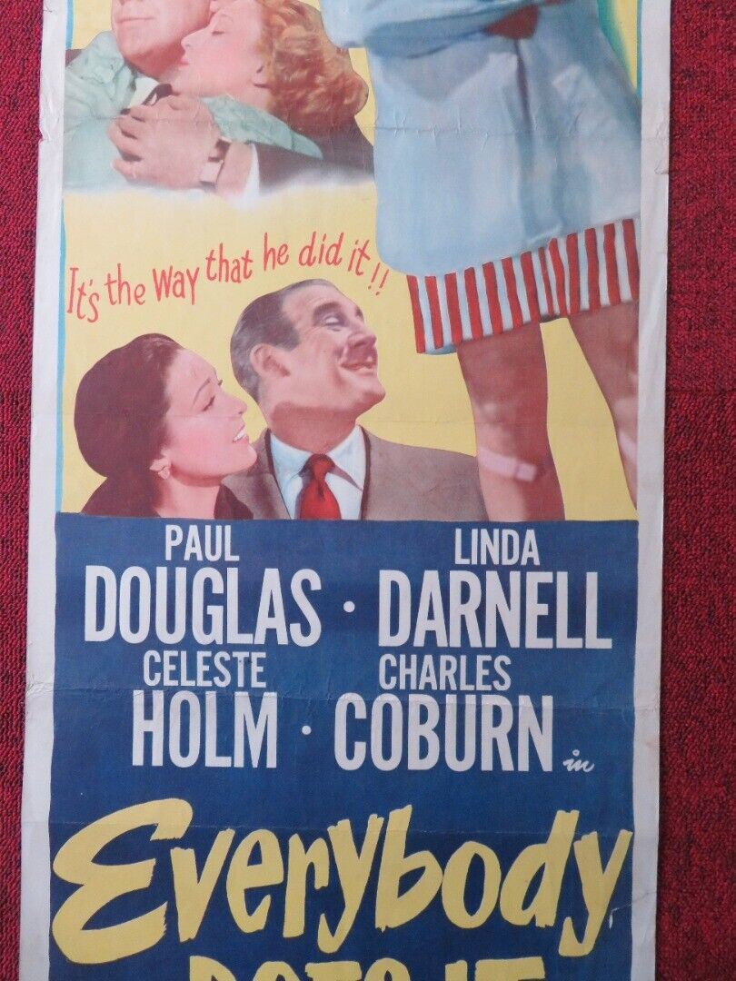 EVERYBODY DOES IT US INSERT (14"x 36") POSTER PAUL DOUGLAD LINDA DARNELL 1949