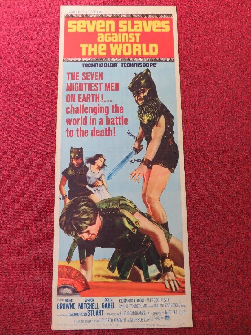 SEVEN SLAVES AGAINST THE WORLD  US INSERT (14"x 36") POSTER ROGER BROWNE 1965